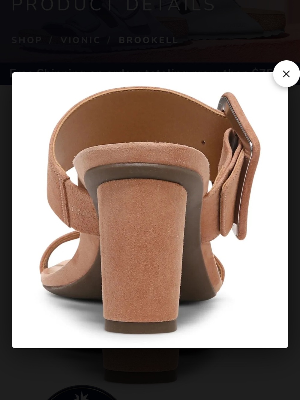 Vionic Women's Suede Brookell  Buckle Slide Sandals in Blush - Picture 12 of 15